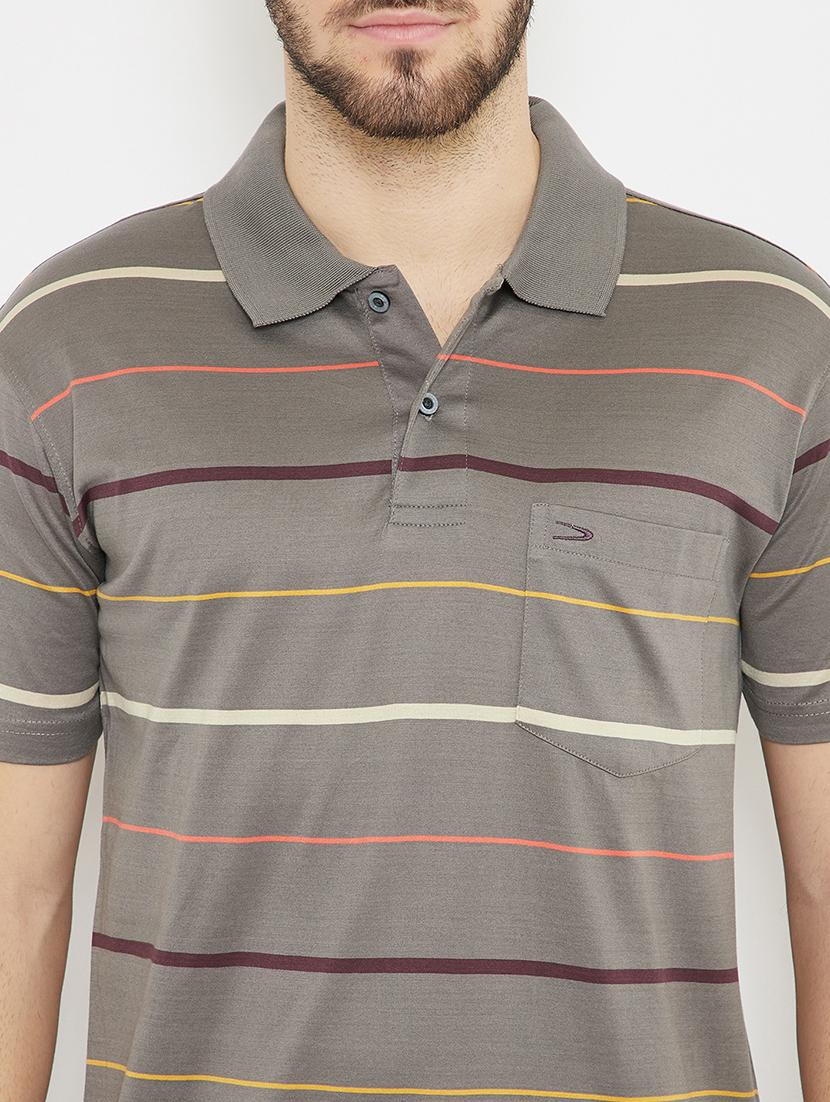 grey striped polo t-shirt - 17754183 - Standard Image - 3