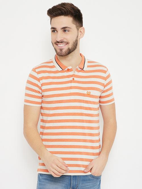 orange striped polo t-shirt - 17754197 - Standard Image - 0