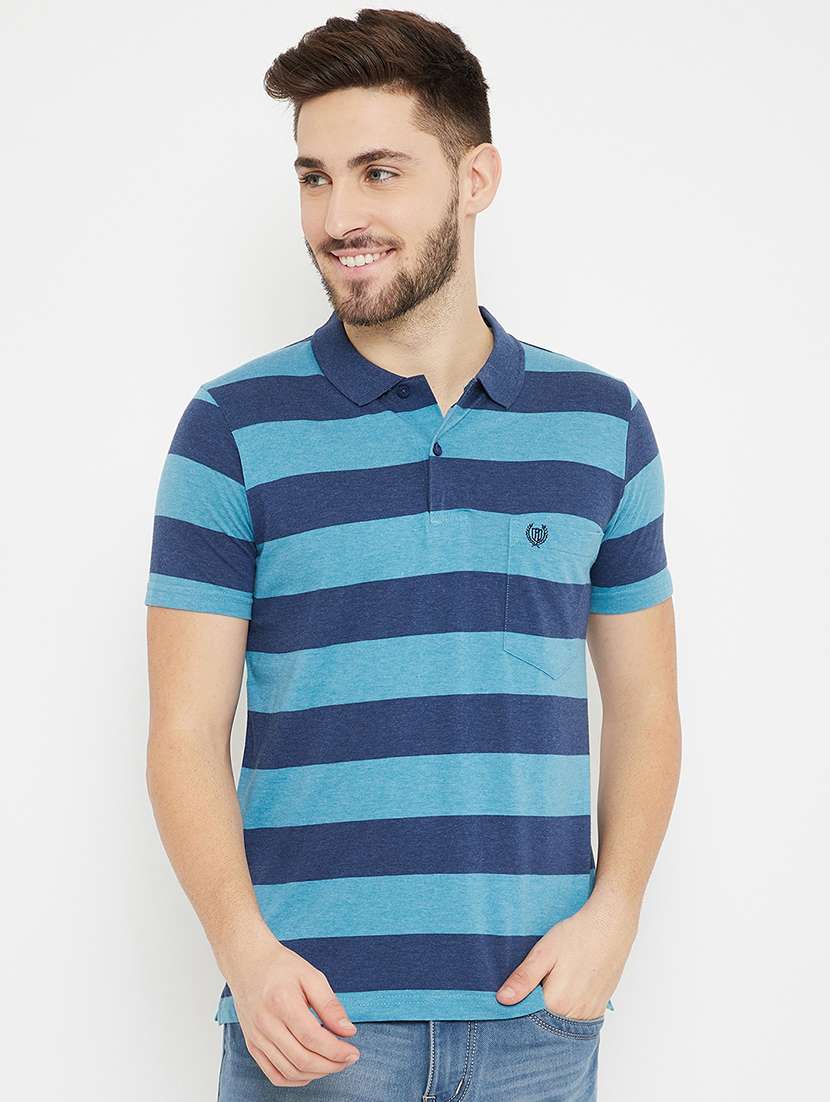 blue striped polo t-shirt - 17754198 - Zoom Image - 0
