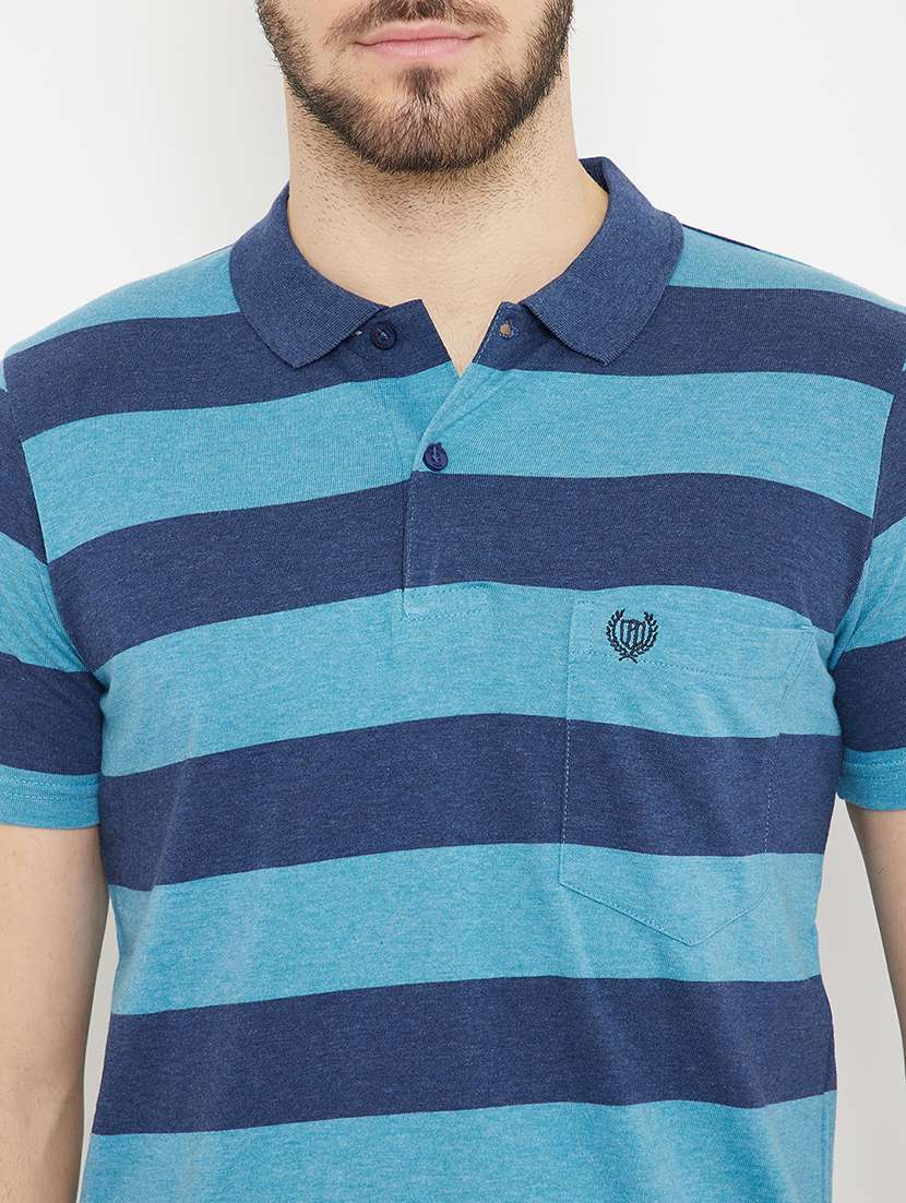 blue striped polo t-shirt - 17754198 - Standard Image - 3
