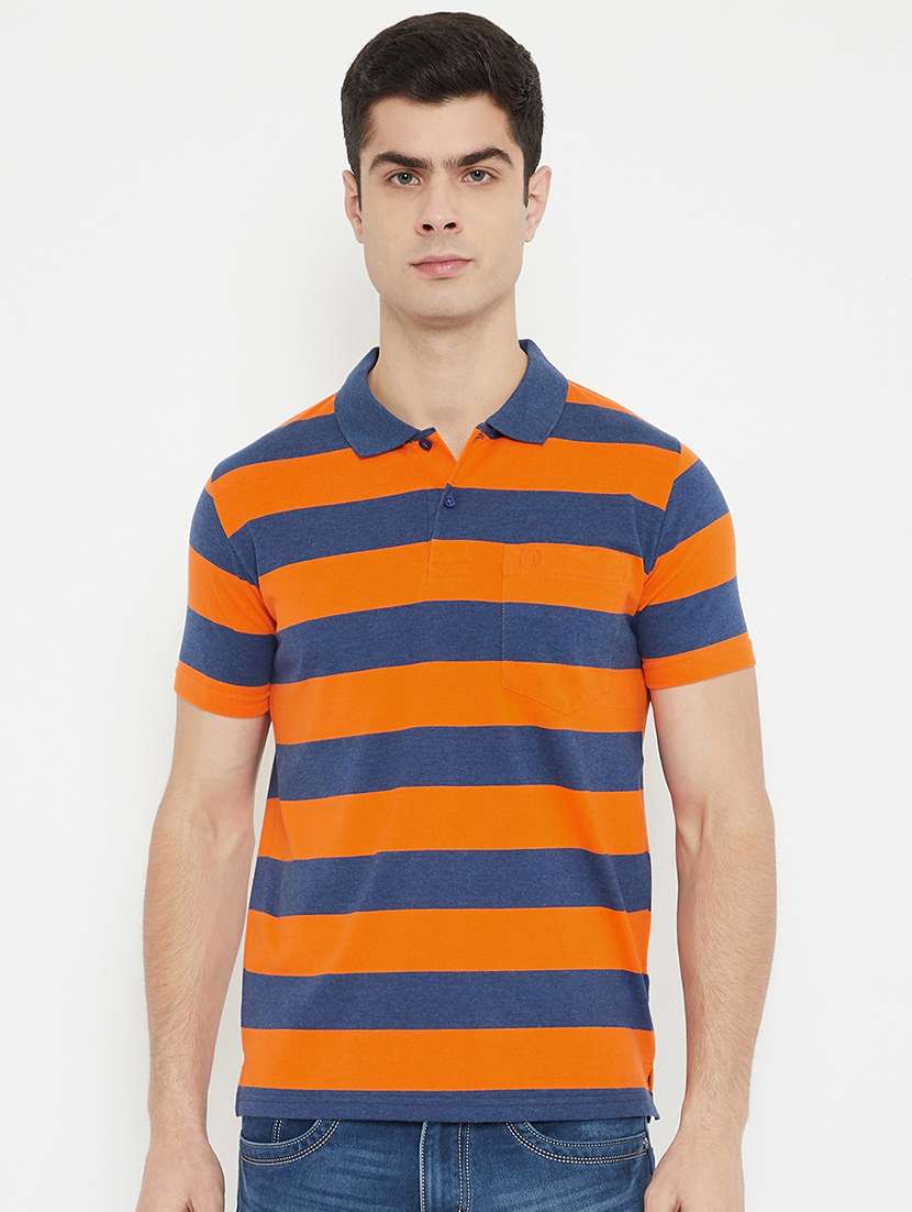 orange striped polo t-shirt - 17754202 - Zoom Image - 0