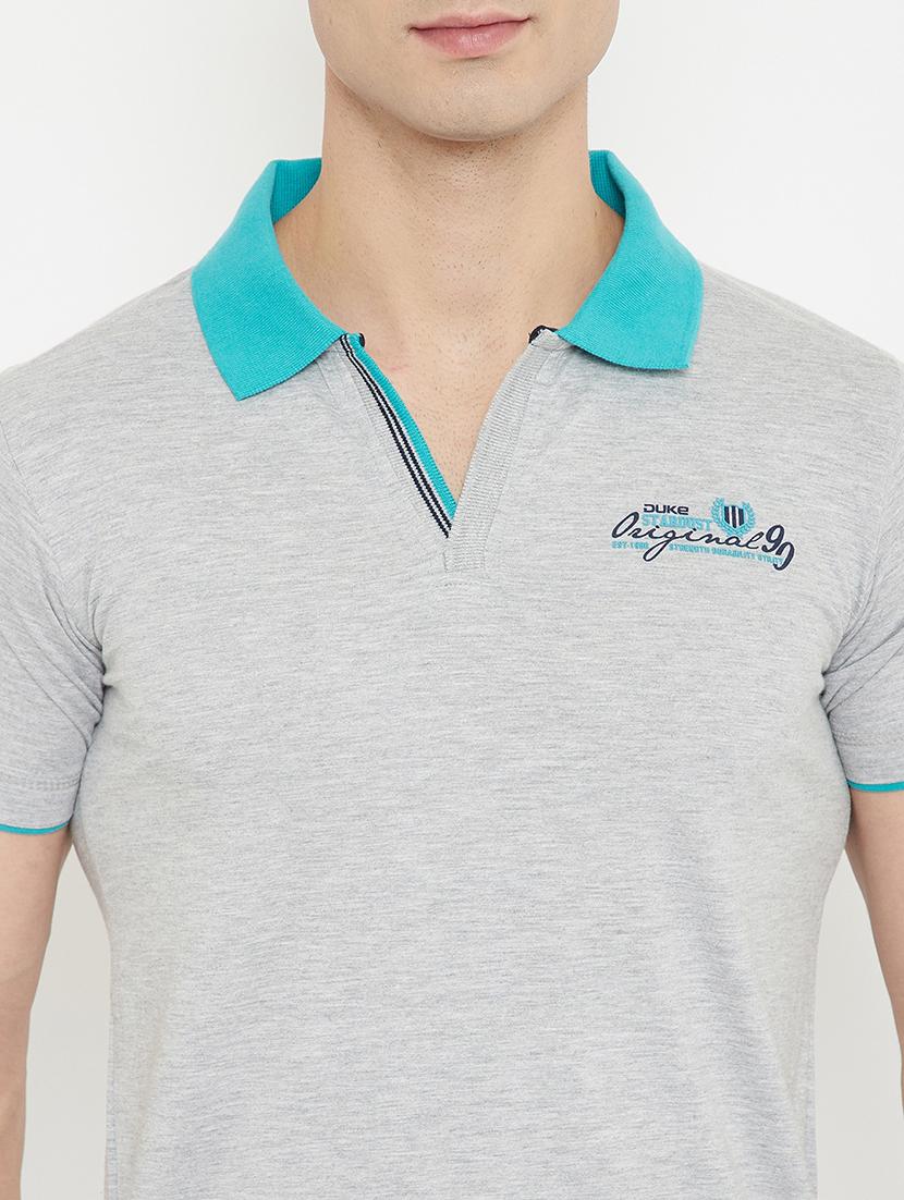 grey solid polo t-shirt - 17754205 - Standard Image - 3