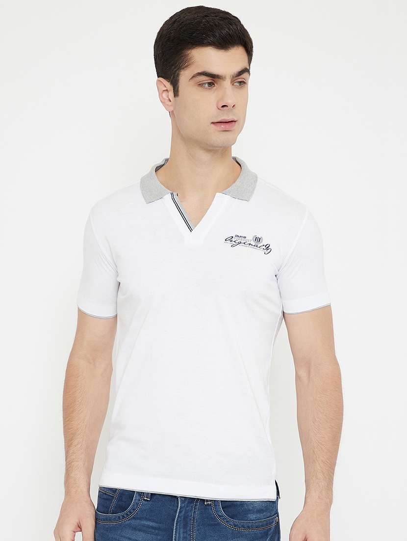 white solid polo t-shirt - 17754206 - Zoom Image - 0