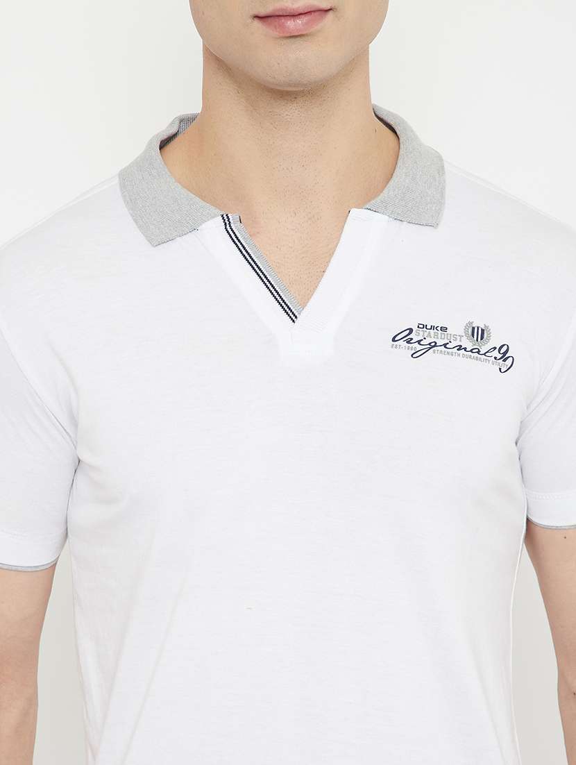 white solid polo t-shirt - 17754206 - Standard Image - 3