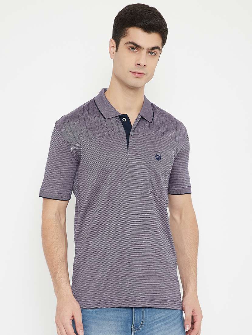 purple striped polo t-shirt - 17754219 - Zoom Image - 0