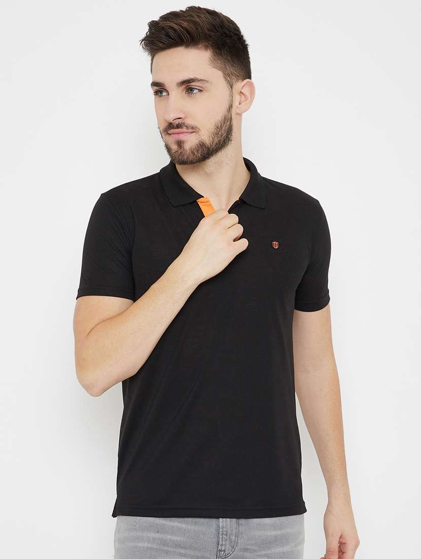 black solid polo t-shirt - 17754330 - Zoom Image - 0