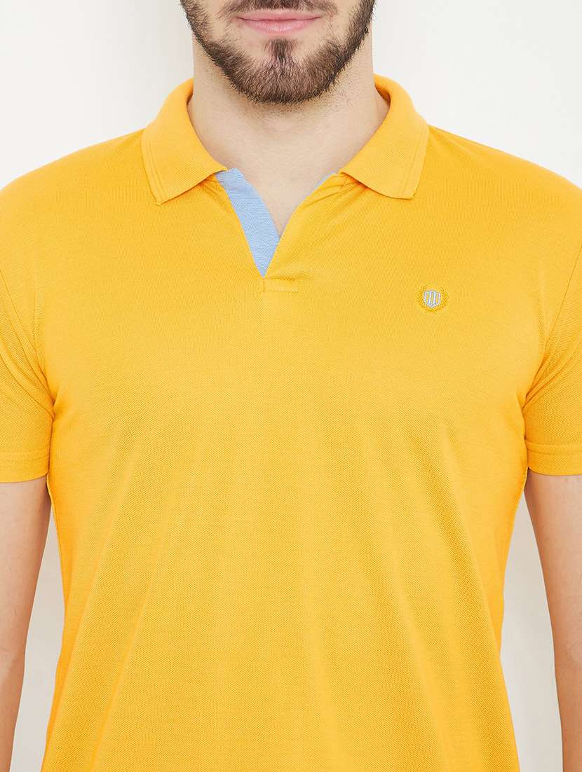 yellow solid polo t-shirt - 17754334 - Standard Image - 3