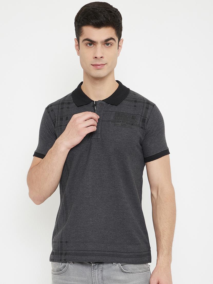 grey printed polo t-shirt - 17754338 - Zoom Image - 0