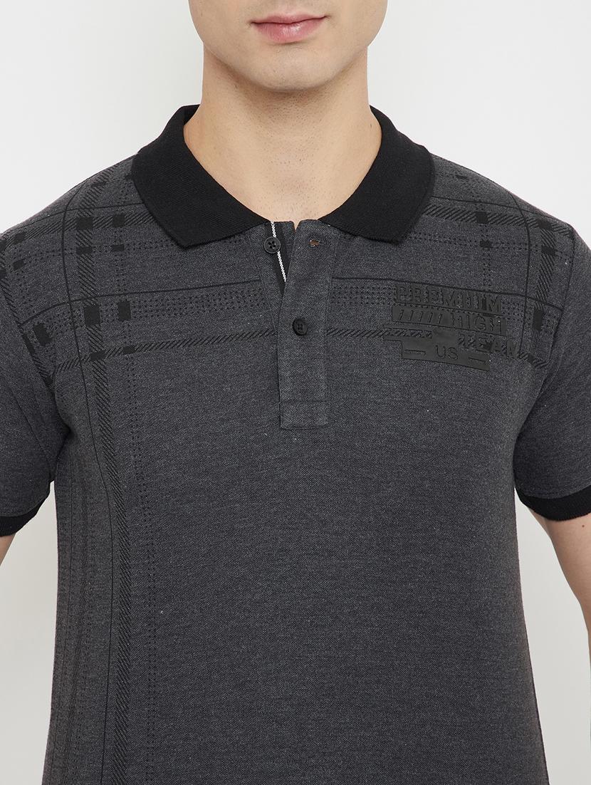 grey printed polo t-shirt - 17754338 - Standard Image - 3