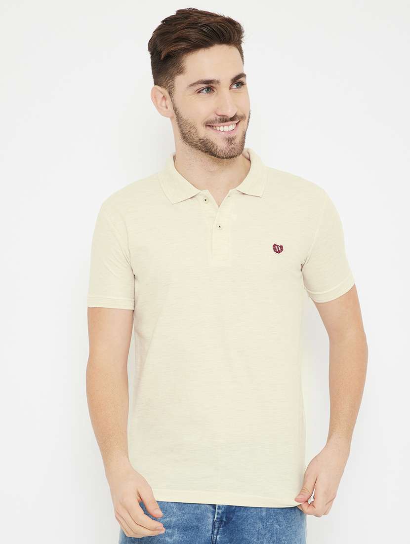 off-white solid polo t-shirt - 17754350 - Zoom Image - 0