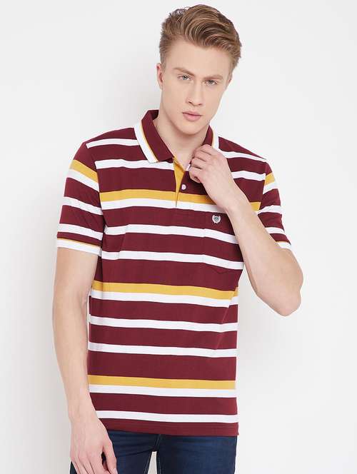 maroon striped polo t-shirt - 17754547 - Standard Image - 0