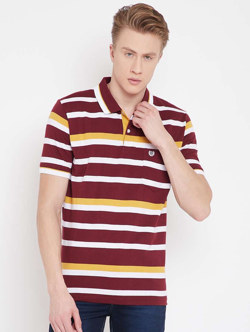 maroon striped polo t-shirt - 17754547 - Zoom Image - 0
