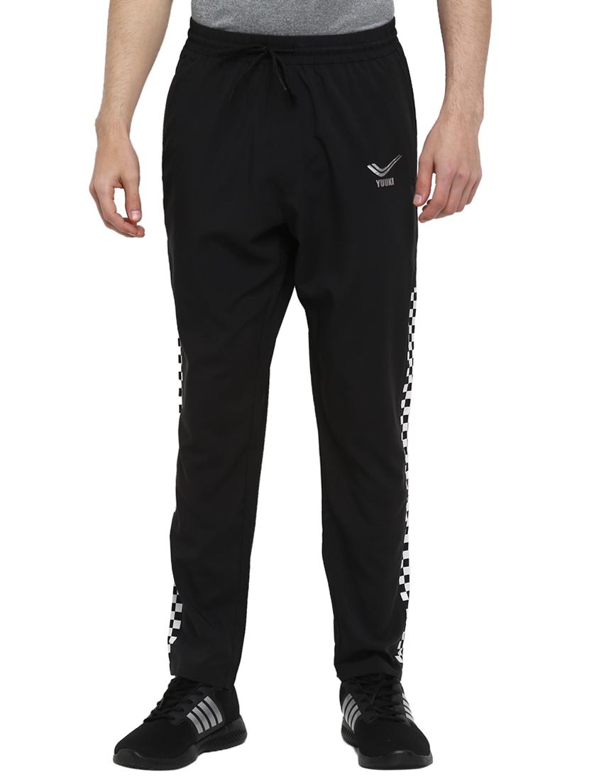 black solid full length track pant