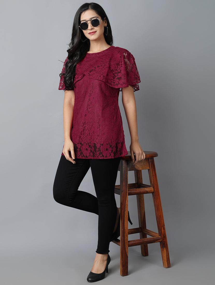 cape sleeved laced top - 17754817 - Standard Image - 3