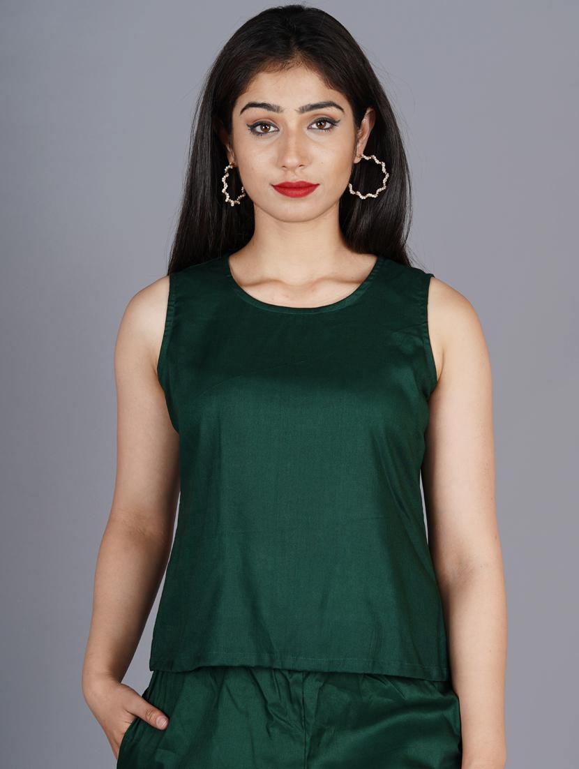green solid shorts nightwear set - 17755447 -  Zoom Image - 0