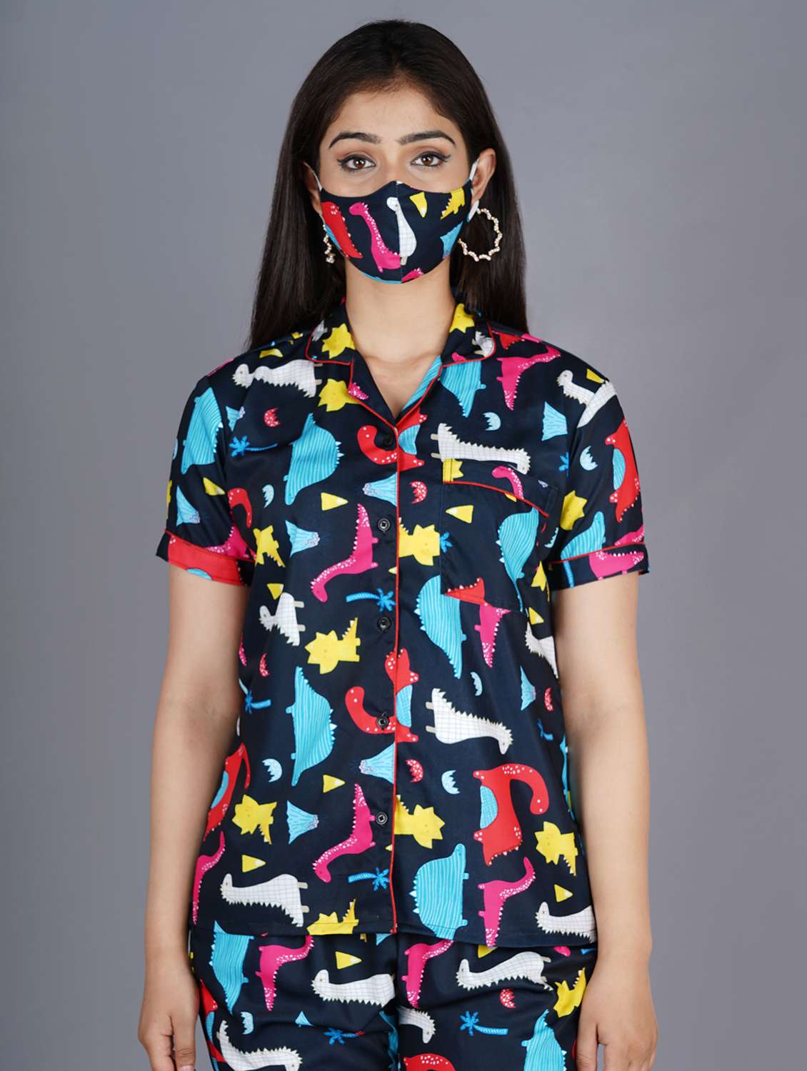 quirky printed nightwear shorts set - 17755479 - Standard Image - 3