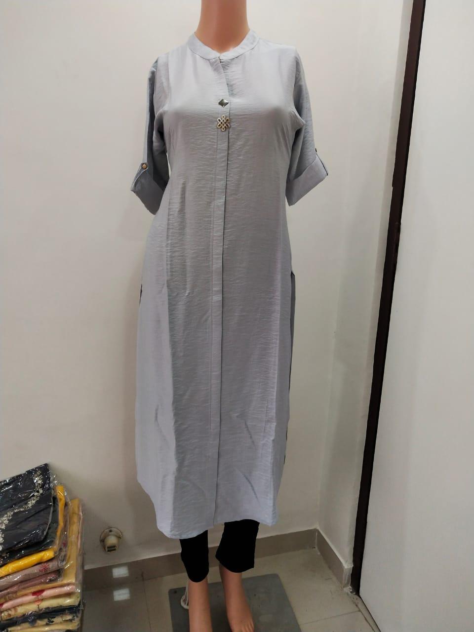 the kurtis, cotton straight kurta (silver) - 17756027 - Zoom Image - 0