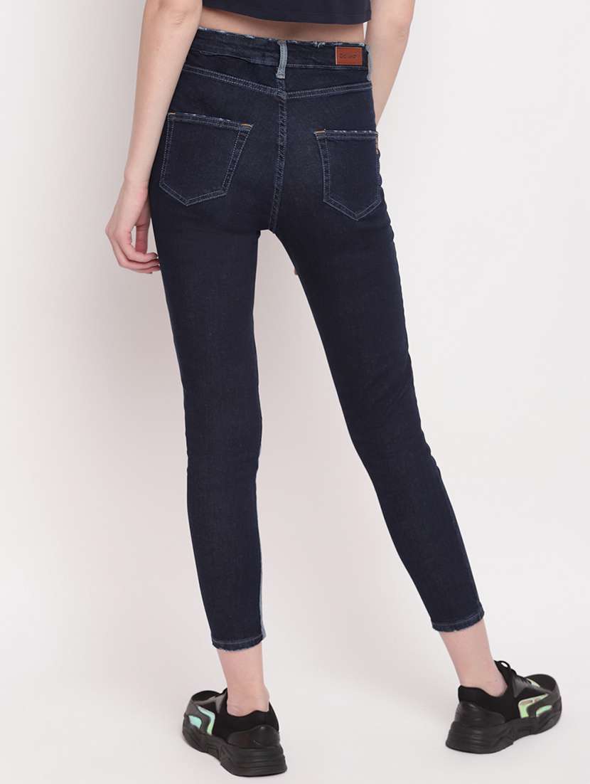Buy online High Rise Color Block Jeans 
