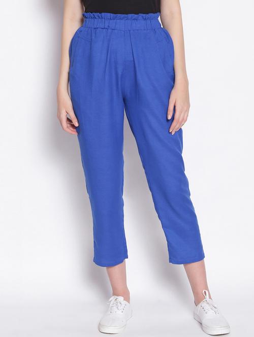 solid blue flat front trouser - 17756132 -  Standard Image - 0