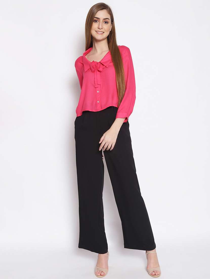 solid black flat front trouser - 17756134 -  Standard Image - 3