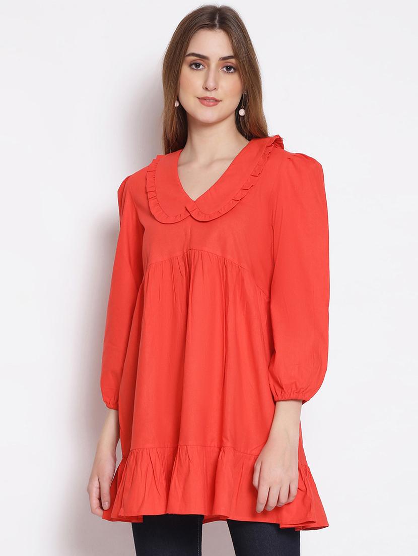 frill detail solid tunic - 17756199 - Zoom Image - 0
