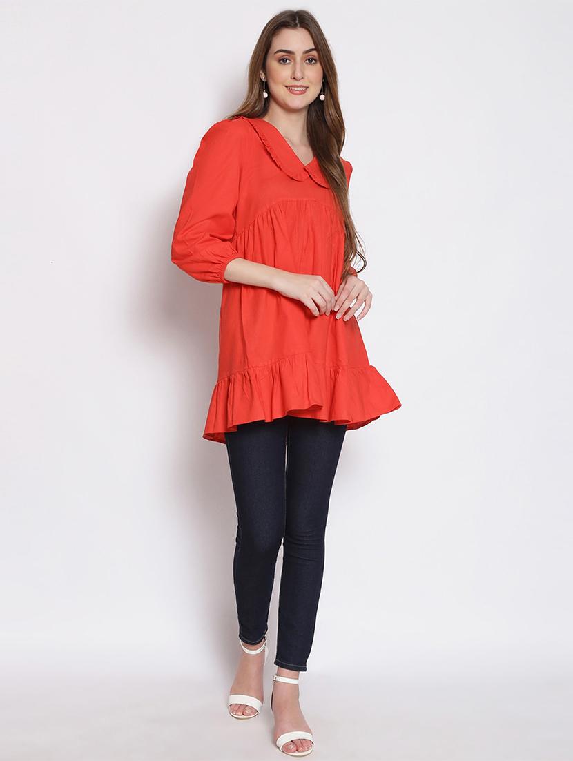 frill detail solid tunic - 17756199 - Standard Image - 3