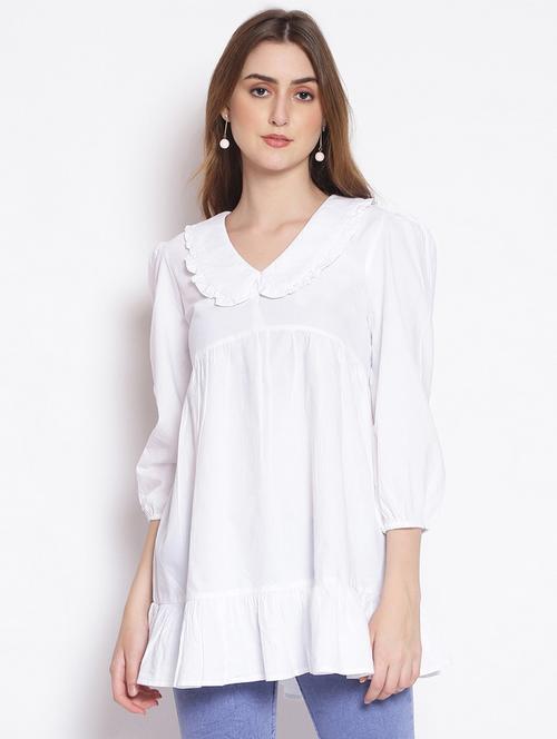 frill detail solid tunic - 17756200 - Standard Image - 0