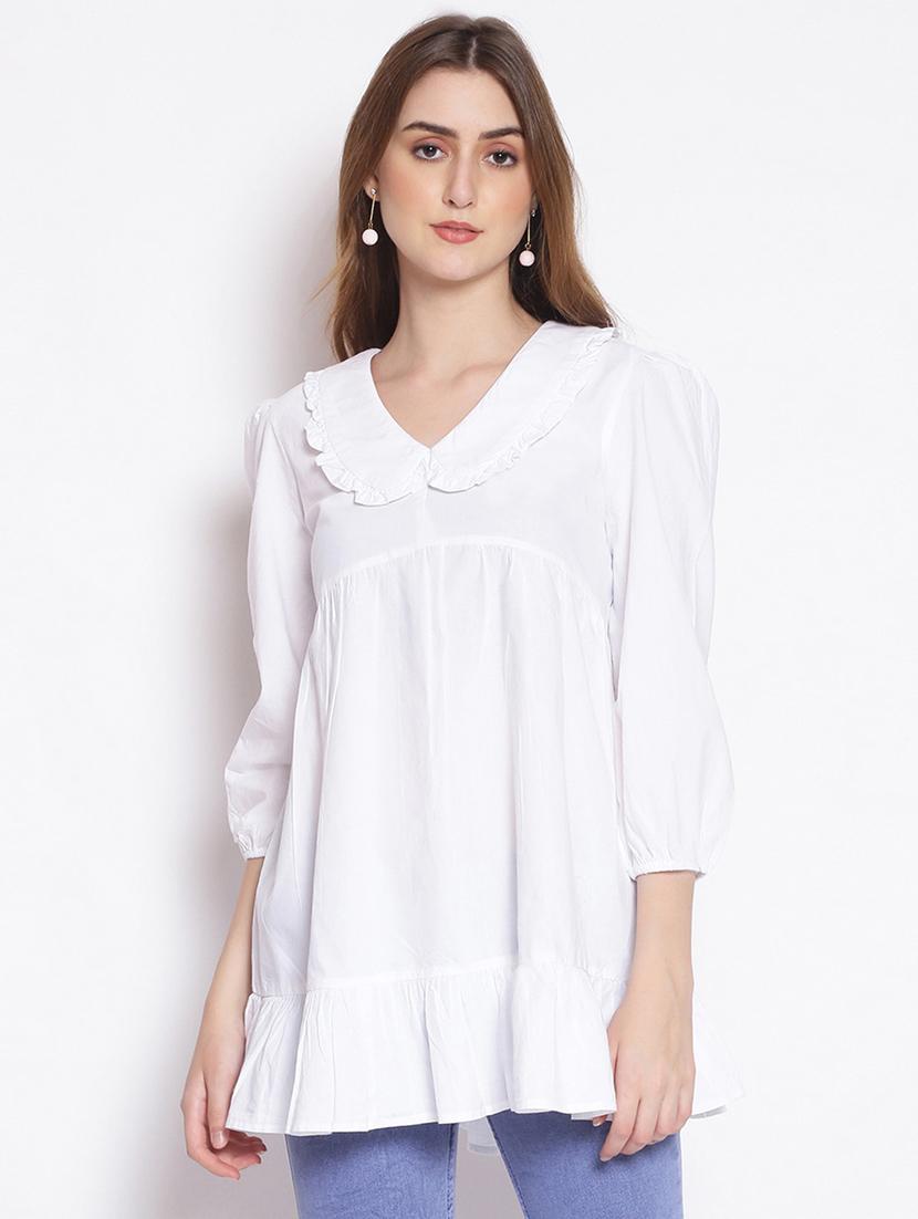 frill detail solid tunic - 17756200 - Zoom Image - 0