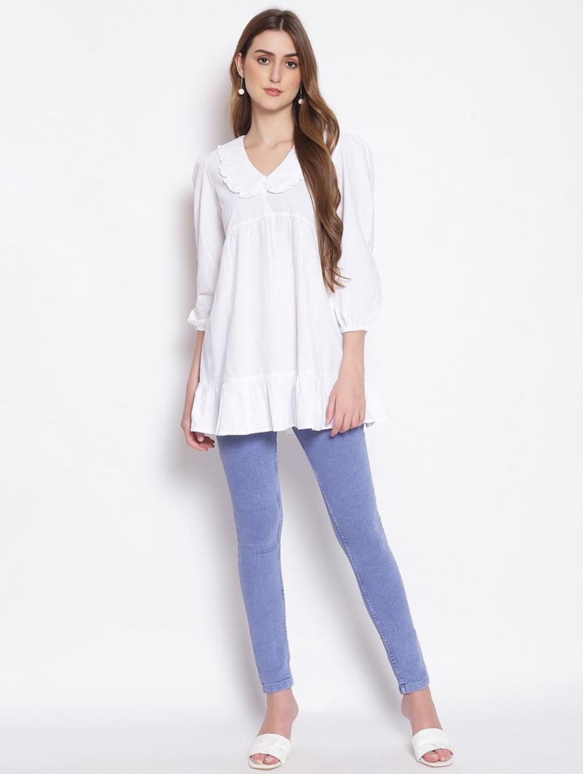 frill detail solid tunic - 17756200 - Standard Image - 3