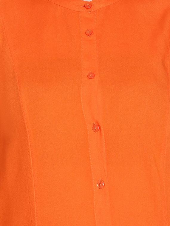 mandarin neck solid tunic - 17756201 - Standard Image - 3