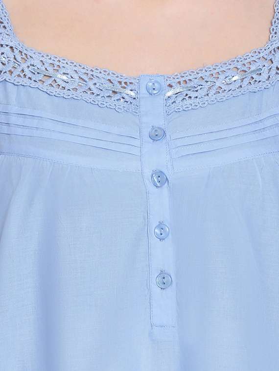 lace detail solid sleepshirt - 17756206 - Standard Image - 3