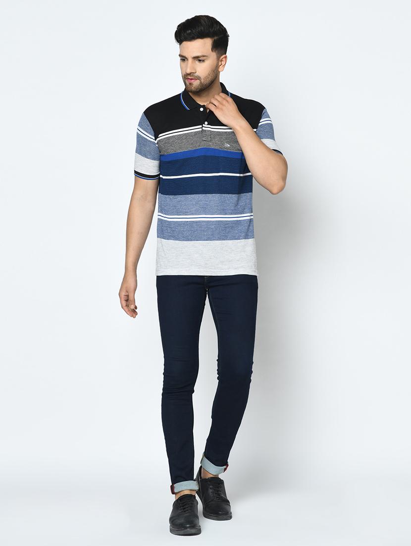 blue striped polo t-shirt - 17756377 - Standard Image - 3