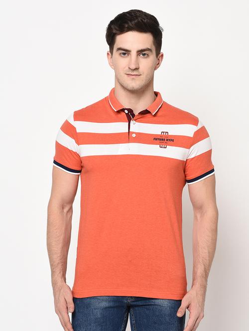 orange striped polo t-shirt - 17756402 - Standard Image - 0