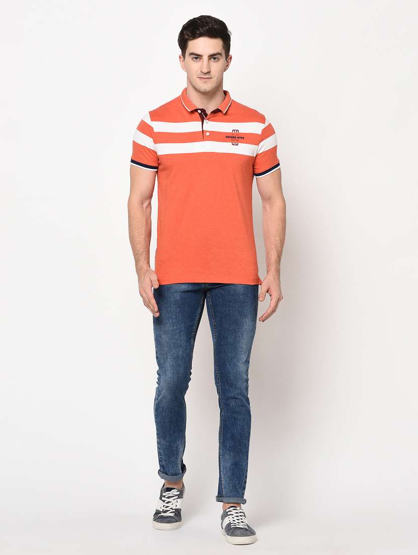 orange striped polo t-shirt - 17756402 - Standard Image - 3