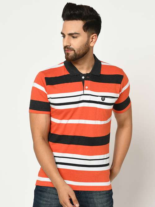 orange striped polo t-shirt - 17756429 - Standard Image - 0