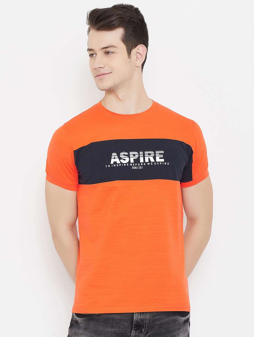 orange printed cut & sew t-shirt - 17757546 - Zoom Image - 0