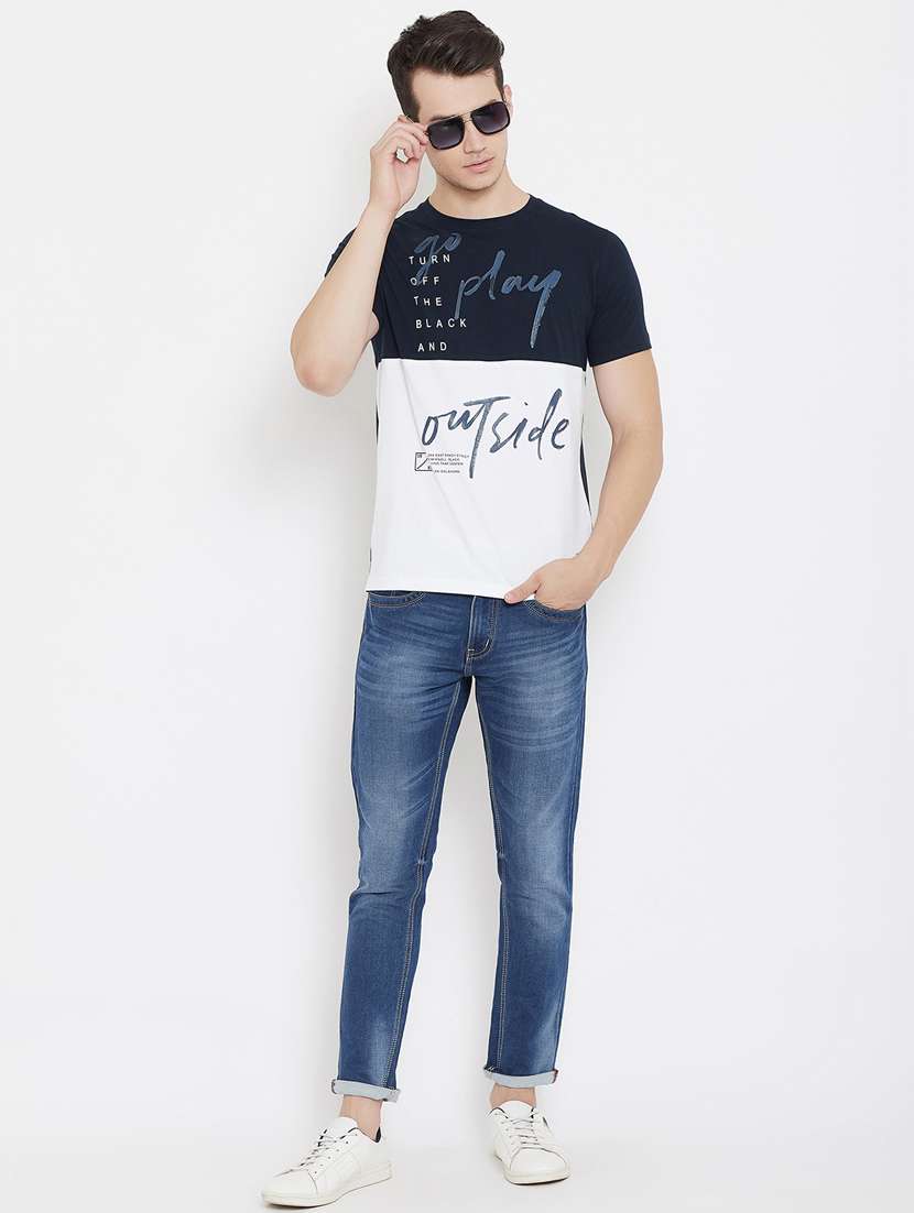 navy blue printed cut & sew t-shirt - 17757547 -  Standard Image - 3