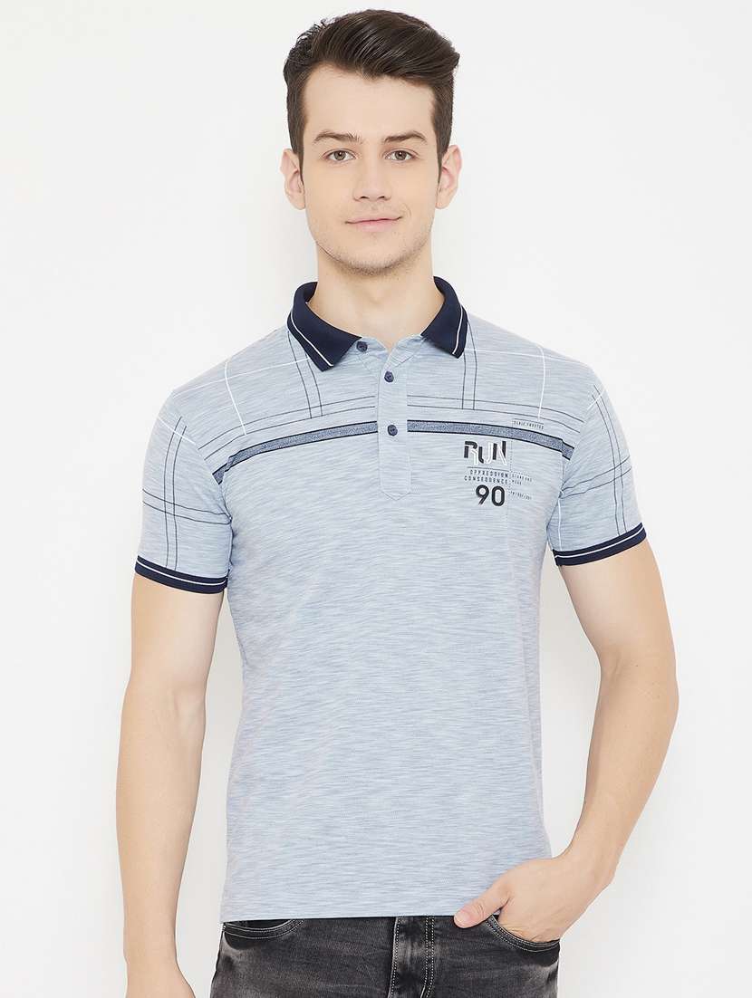 blue printed polo t-shirt - 17757552 - Zoom Image - 0