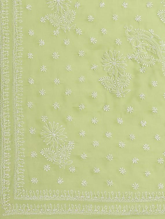 ada hand-embroidered green chikankari saree with blouse - 17757719 - Standard Image - 5