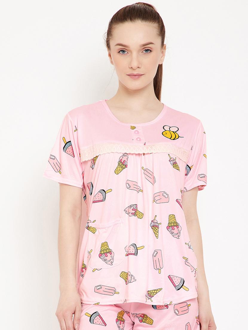 quirky printed nightwear shorts set - 17757921 - Zoom Image - 0