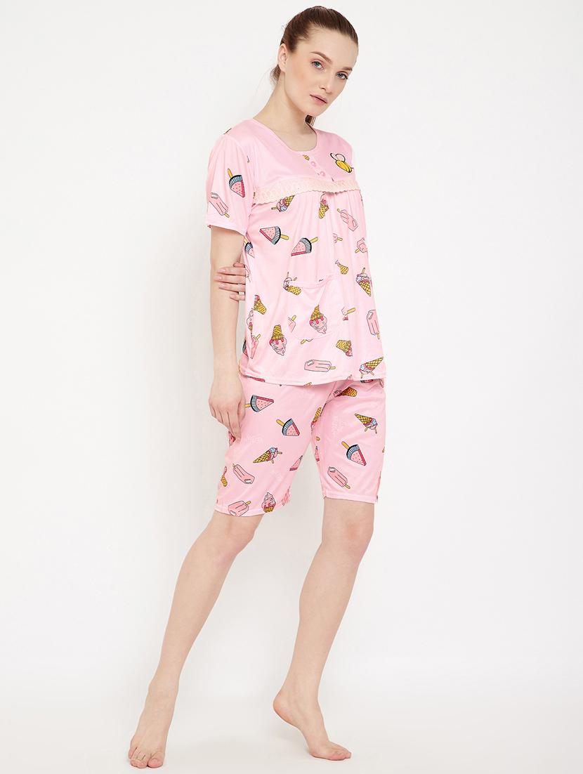 quirky printed nightwear shorts set - 17757921 - Standard Image - 3