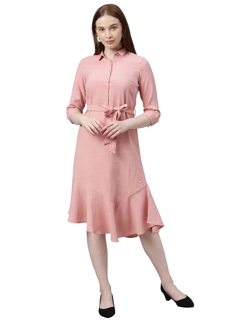 tie front solid flared dress - 17759011 - Zoom Image - 0