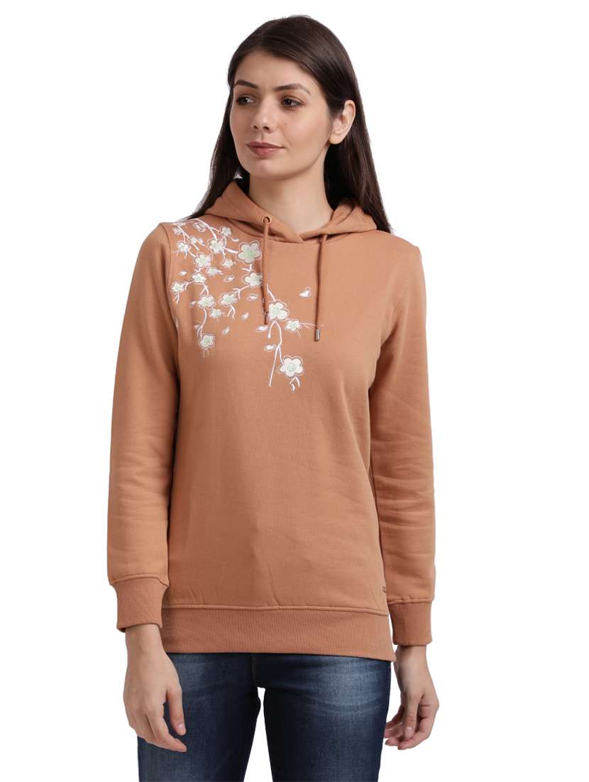 hooded neck floral sweatshirt - 17759382 - Zoom Image - 0