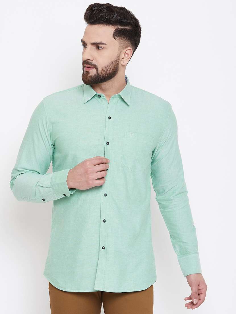 green solid casual shirt - 17759989 -  Zoom Image - 0