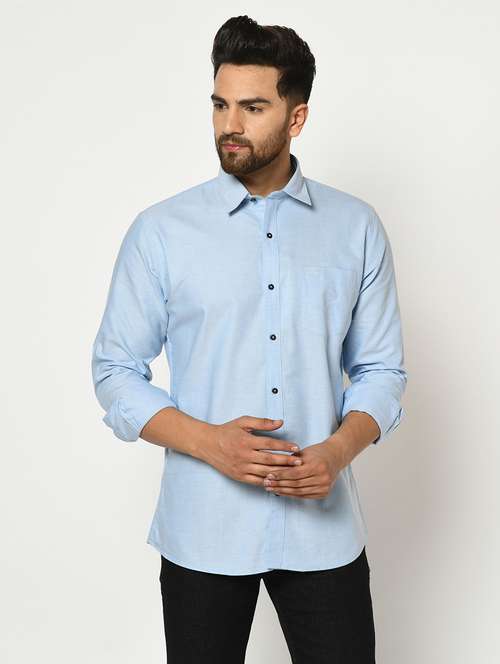 light blue solid casual shirt - 17759993 - Standard Image - 0