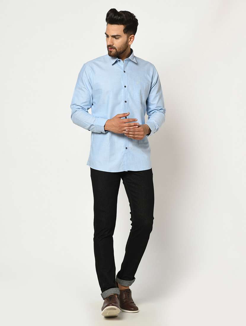 light blue solid casual shirt - 17759993 - Standard Image - 3