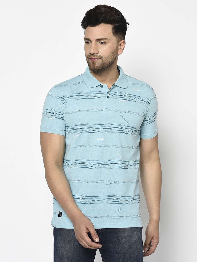 blue printed polo t-shirt - 17760008 -  Zoom Image - 0