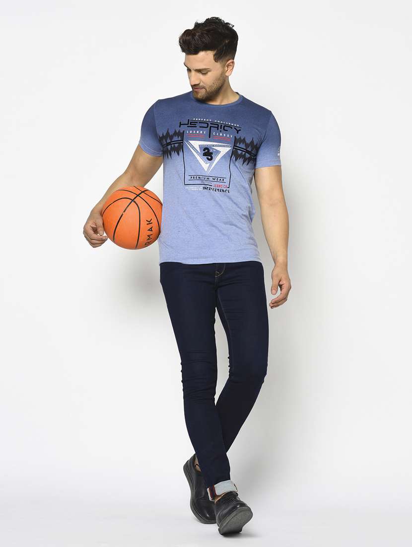 light blue printed ombre t-shirt - 17760028 - Standard Image - 3