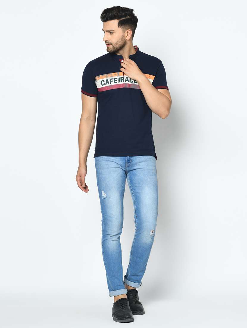 navy blue printed t-shirt - 17760052 -  Standard Image - 3
