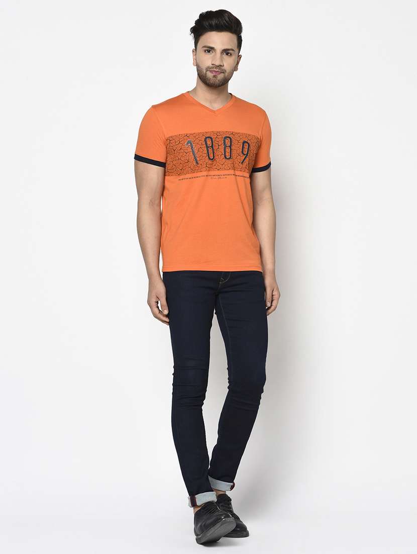orange printed t-shirt - 17760061 - Standard Image - 3